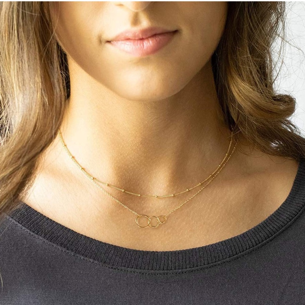 New Gold Layered Necklace Ultra Delicate✨Triple Infinity Link Layer Neck… - Picture 3 of 7